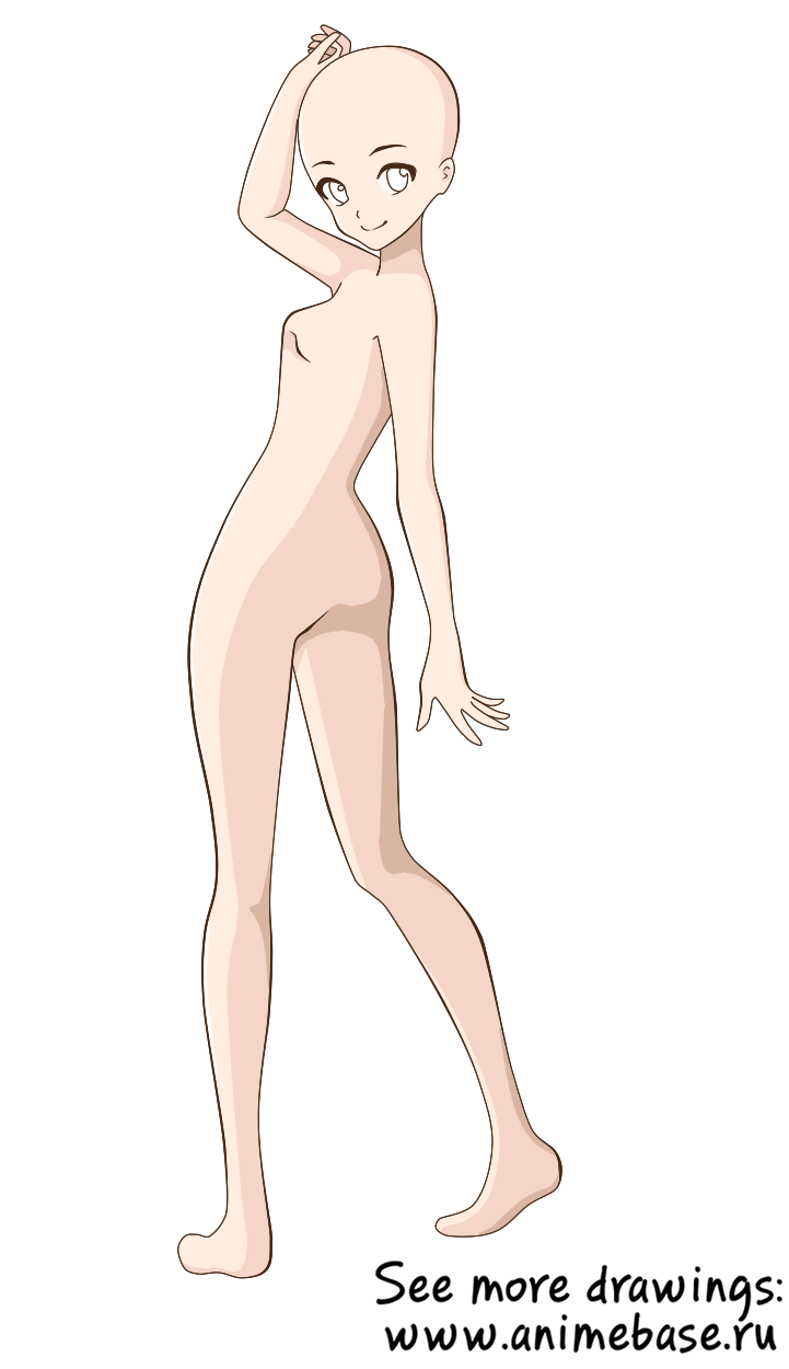 The full-length girl is standing sideways - Anime Bases .INFO