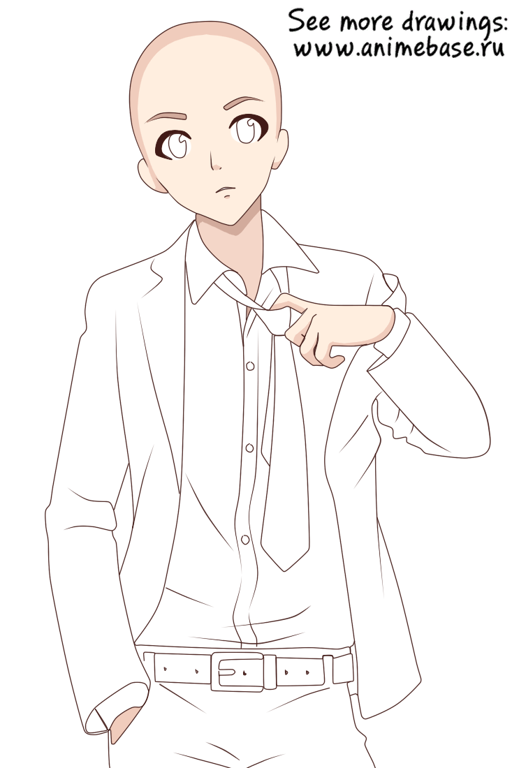 anime guy in suit drawing