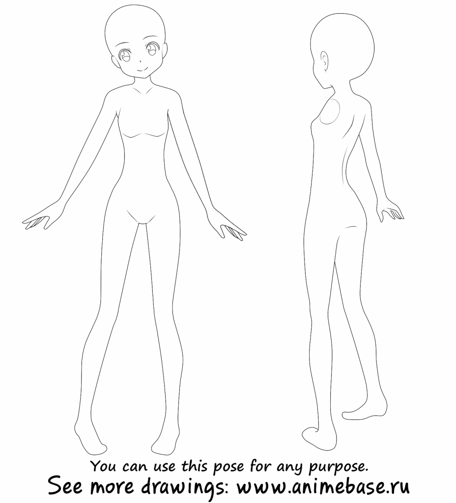 Full Size Of Human Drawing Cartoon Outline Body Base - Anime Girl Poses  Base, HD Png Download - 1868x1557(#917530) - PngFind