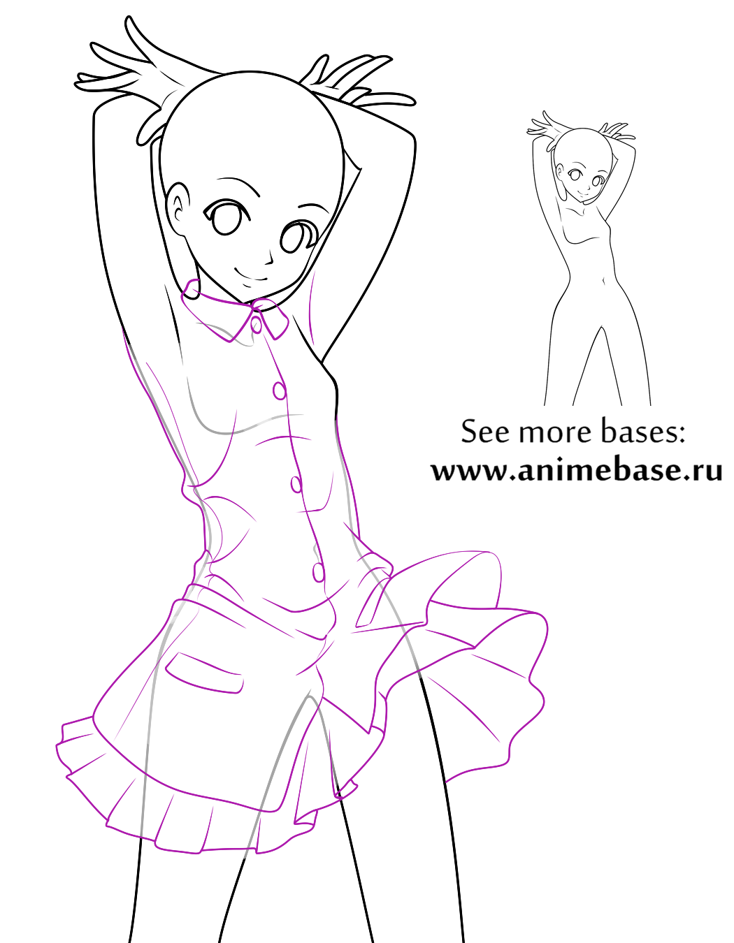 Girls in clothes, dresses - Page 3 of 18 - Anime Bases .INFO girls female  poses for easy drawing manga