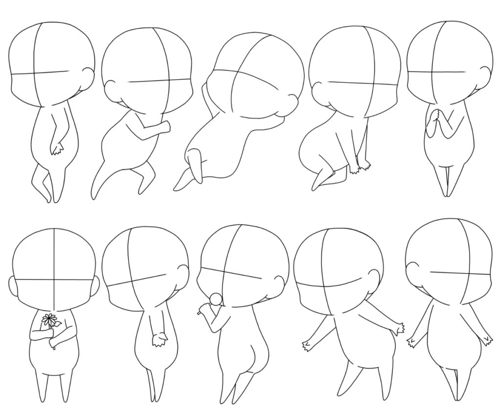 Chibi poses No eyes - Anime Bases .INFO