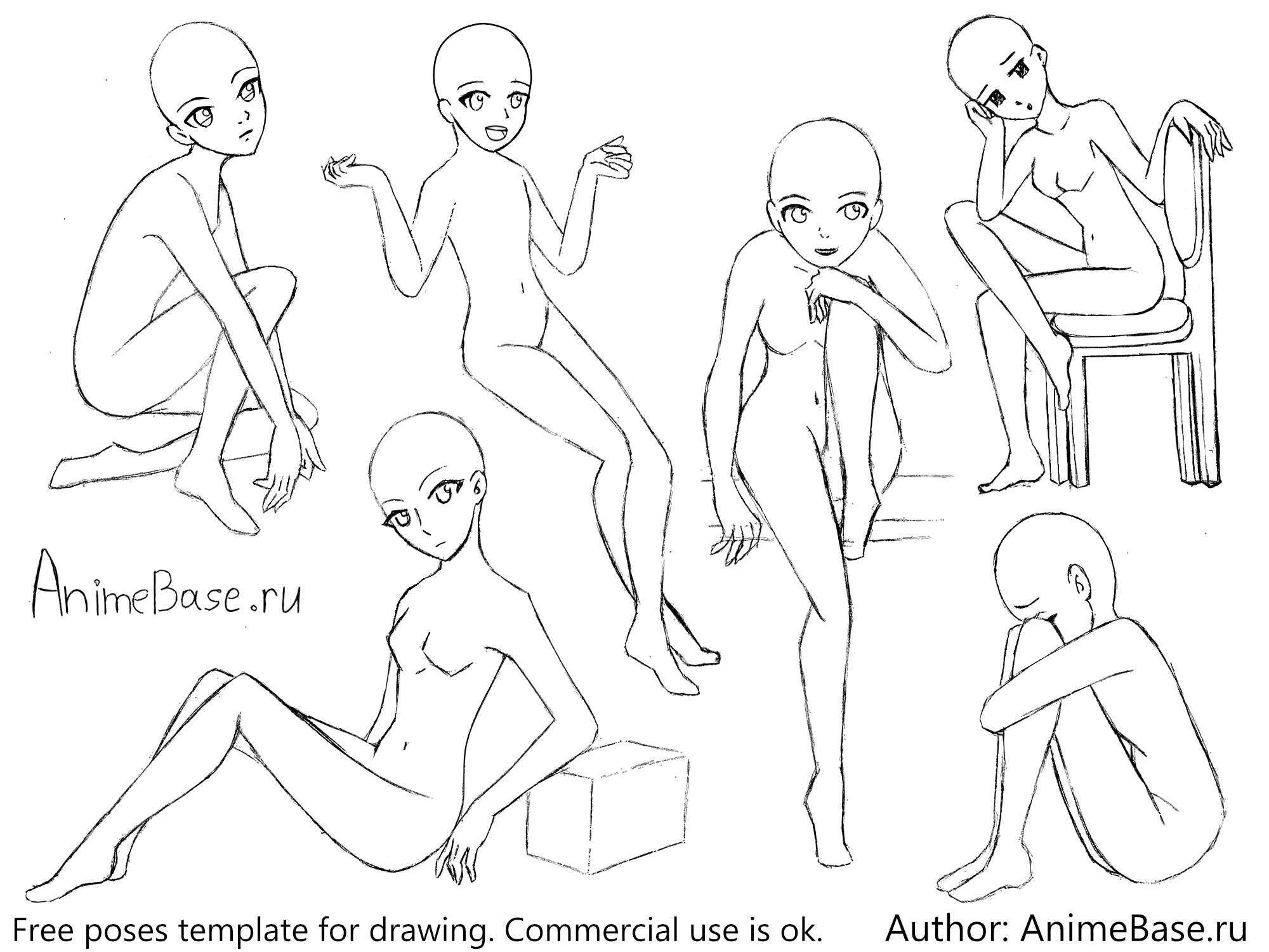 Free anime bases (poses for drawing) for commerce and ych - Anime Bases  .INFO