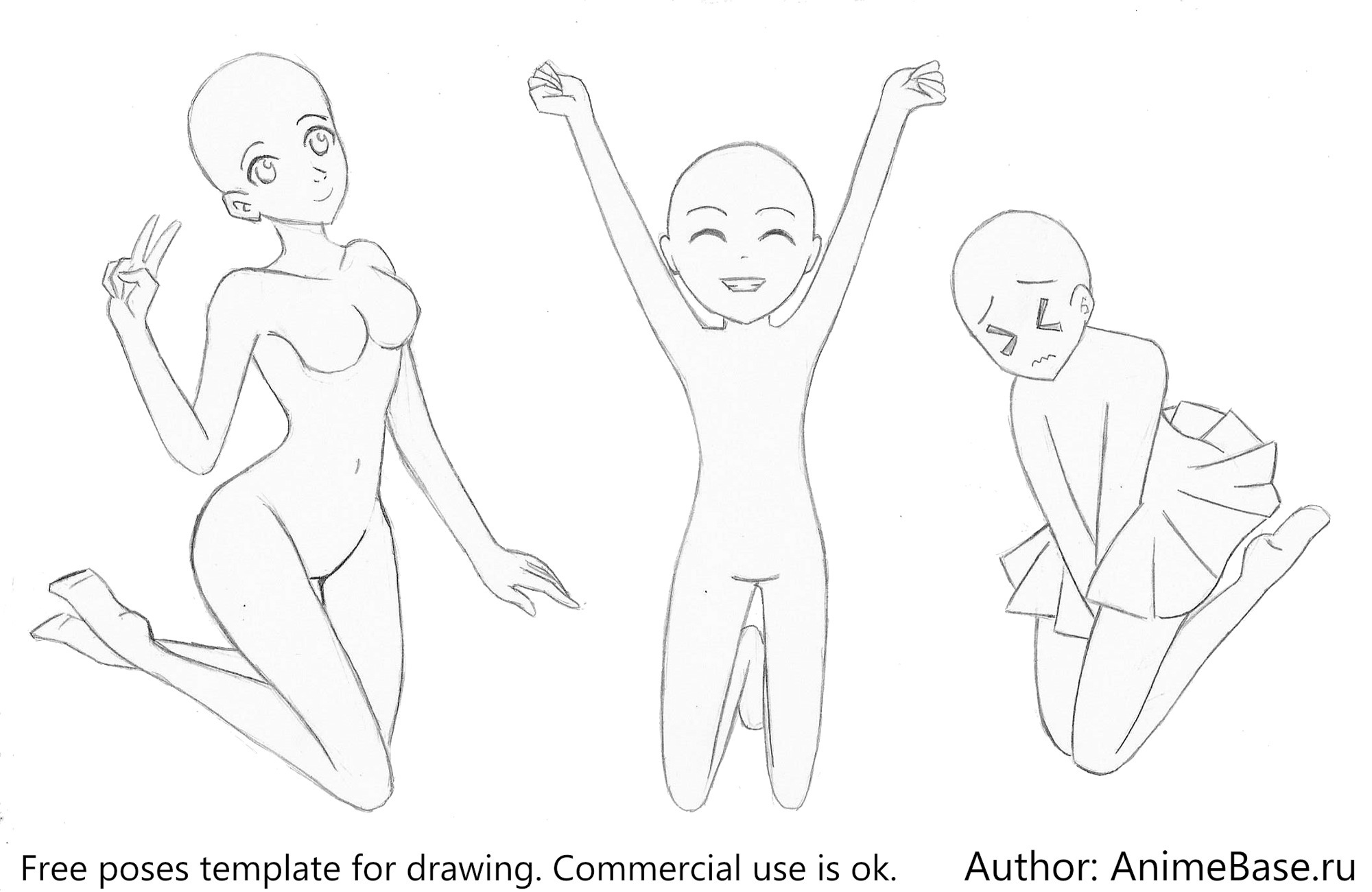 Free anime bases (poses for drawing) for commerce and ych.