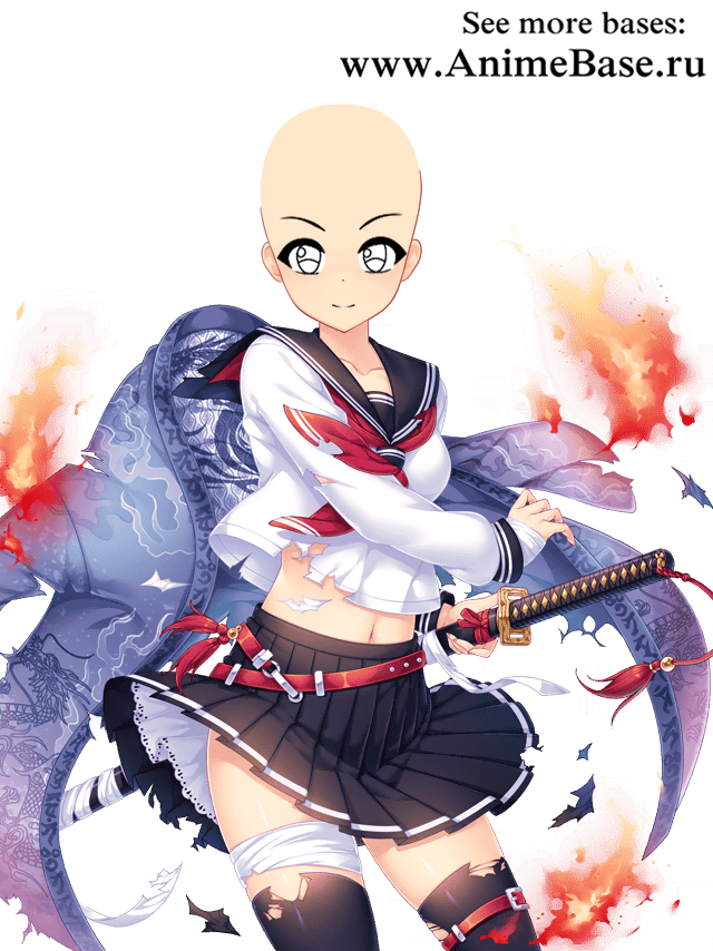 anime base yandere schoolgirl with katana