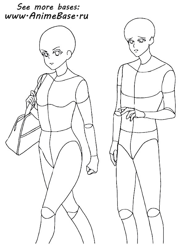 Group, couple bases - Anime Bases .INFO Boy and Girl sketch reference full  free
