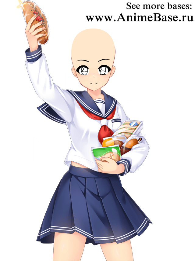 anime base schoolgirl with food