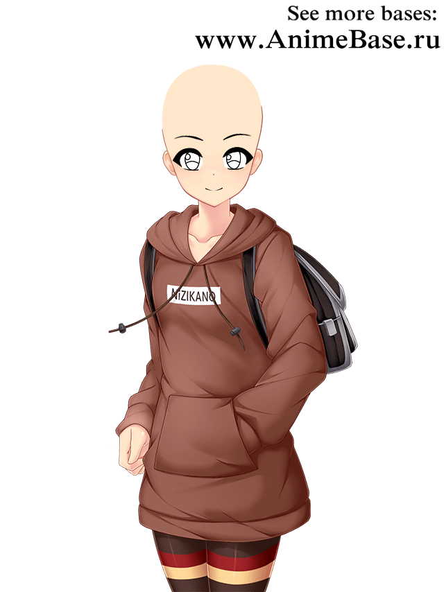 anime base girl in hoodie