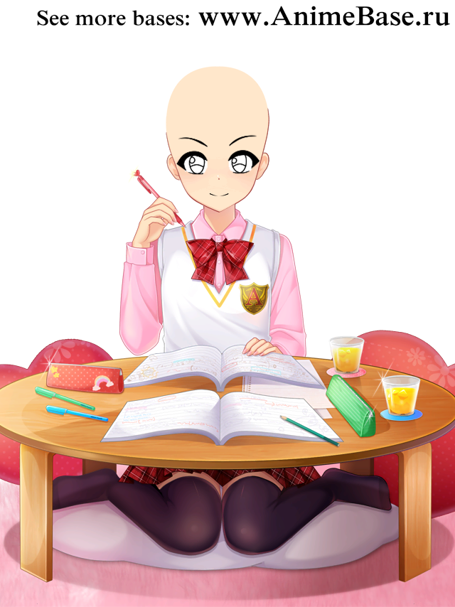 anime base schoolgirl does homework