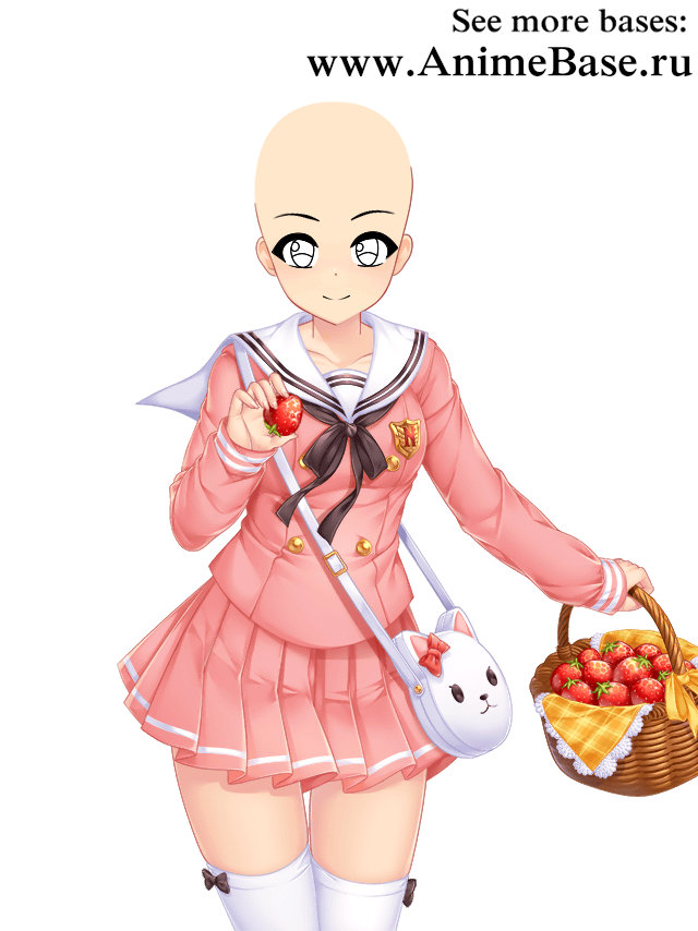 anime base schoolgirl with strawberries