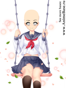 anime base schoolgirl on swing