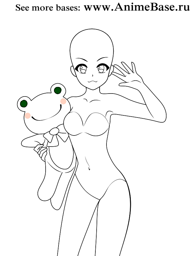 anime base girl with frog toy reference