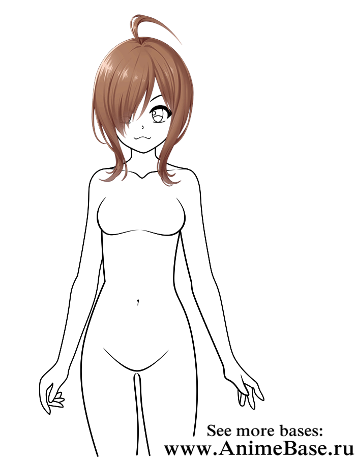 anime body base with hair and eyes