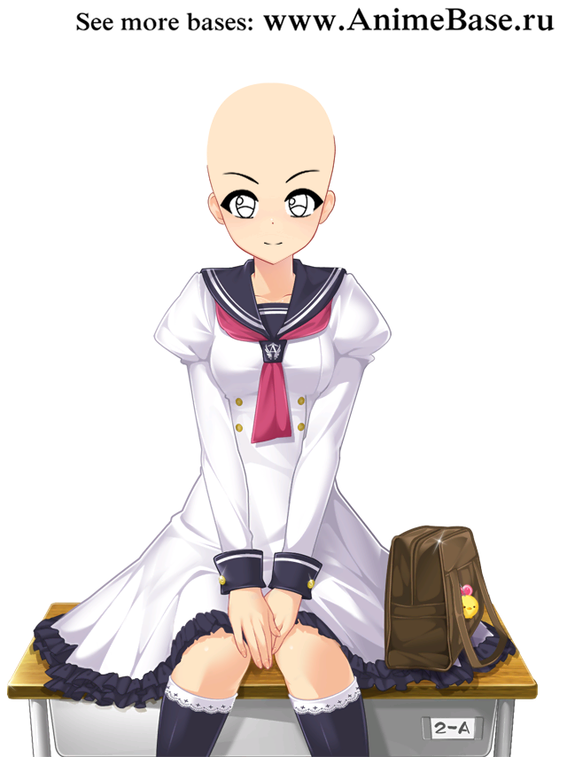 anime base schoolgirl is sitting on desk