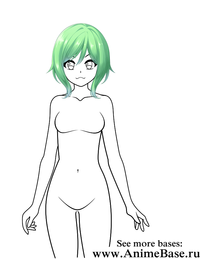 anime girl body base with hair and eyes - Anime Bases .INFO