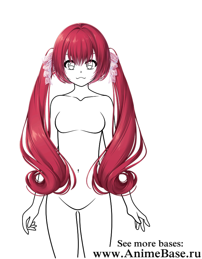 anime body base with hair