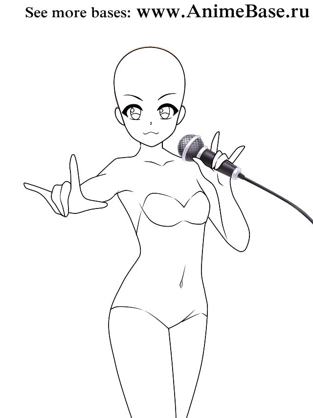 reference girl with microphone anime base singer
