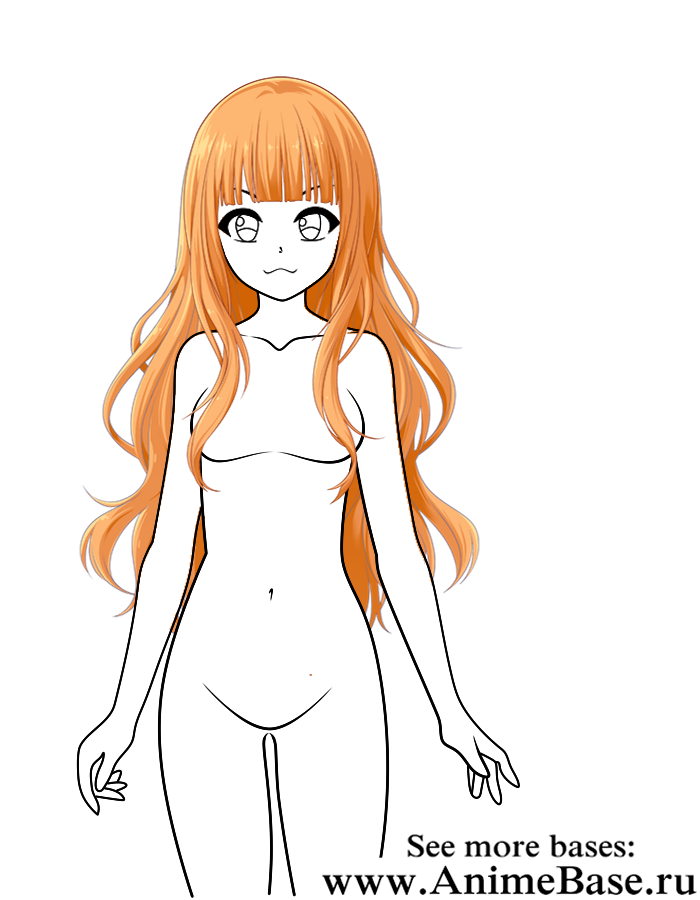 anime base orange long hair