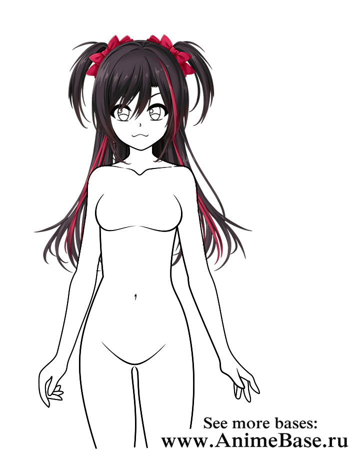 anime girl body base with hair and eyes - Anime Bases .INFO