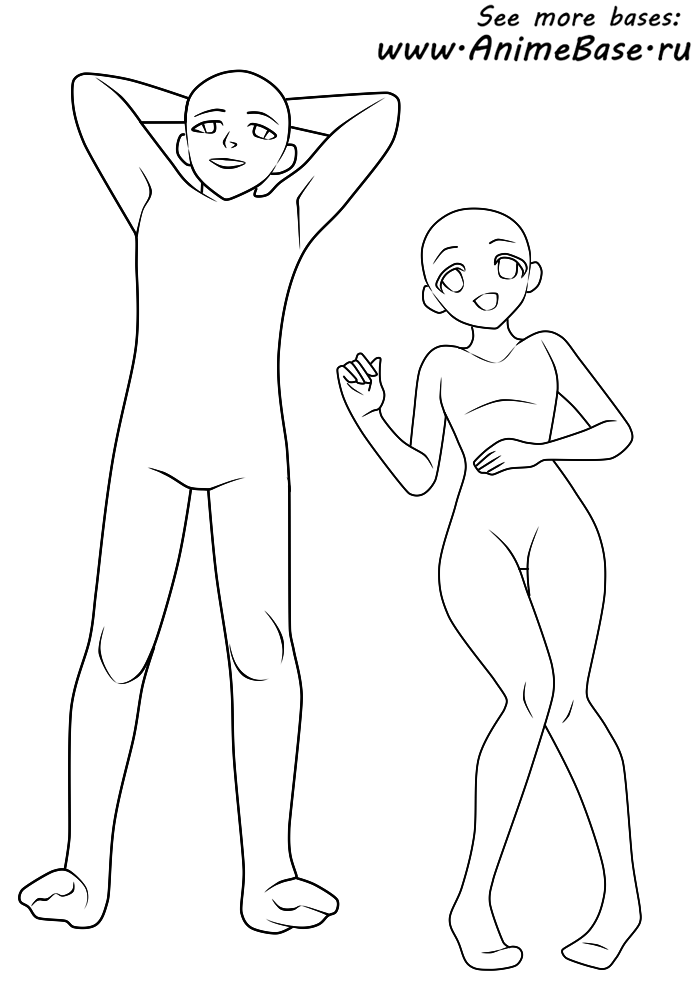 Group, couple bases - Anime Bases .INFO Boy and Girl sketch reference full  free