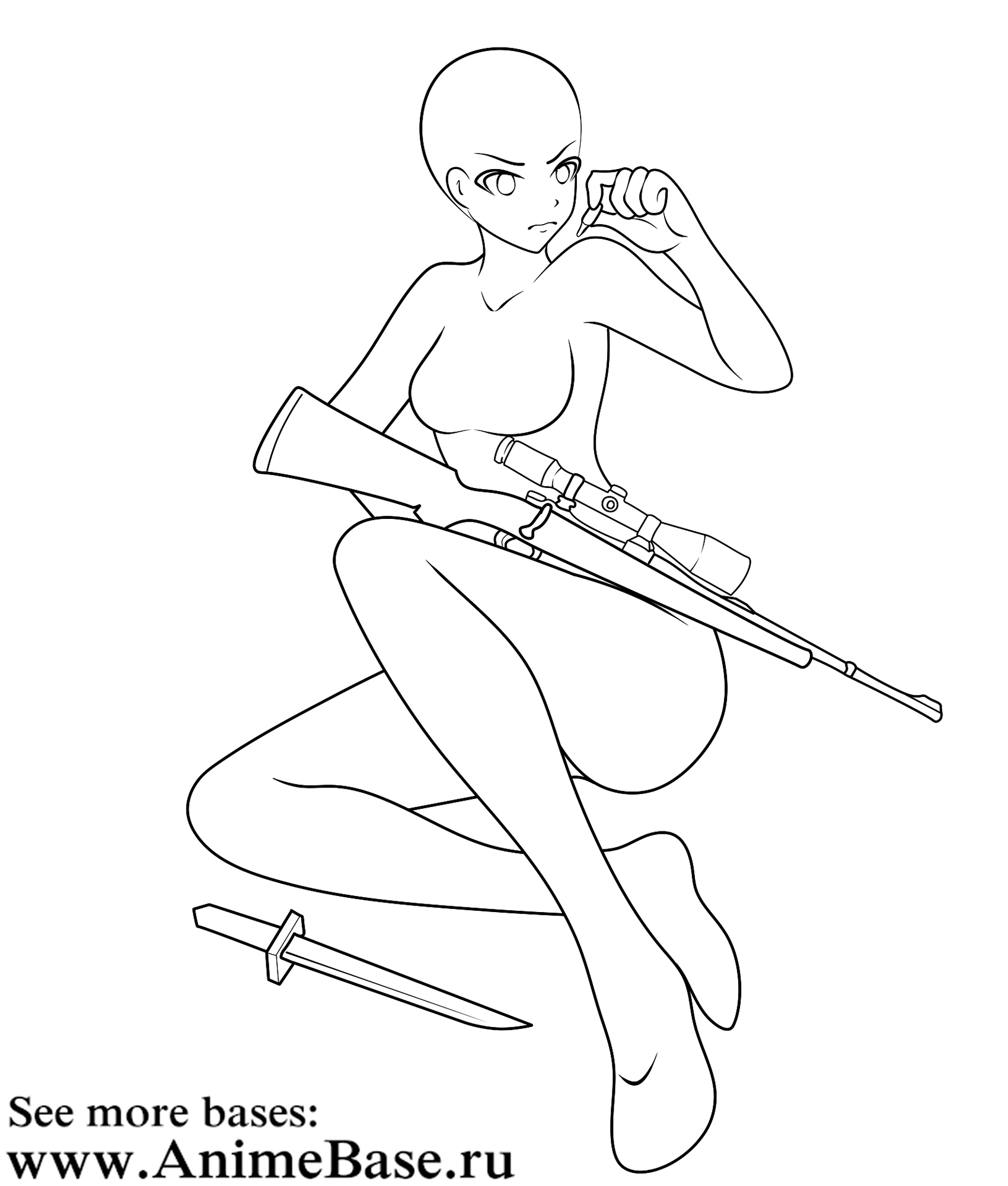 anime base girl rifle and bullets
